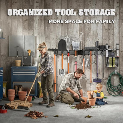ELEAD 9-Pairs Heavy Duty Garage Tool Organizer Wall Mount Hooks, 48 Inches 730 lbs Garden Tool Organizer with Adjustable Hook