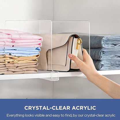 HBlife 10 Pack Clear Shelf Dividers, Vertical Purse Organizer for Closet Perfect for Sweater, Shirts, Handbags in Bedroom and