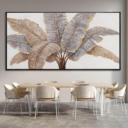 CHUDANHAO Plant Canvas Wall Art Contemporary Wall Decor Gold Pictures Textured Home Decorations 29"x58" Canvas Art for Living