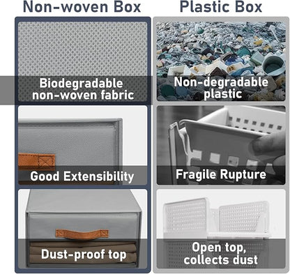 DIMJ Closet Organizers and Storage - Fabric Bins with Drawers for Closet Foldable Clothes Organizers with Clear Window, Stack