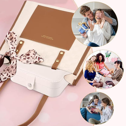 Travel Jewelry Box, PU leather Small Jewelry Organizer For Female Girls, double layer portable mini travel case for storing e