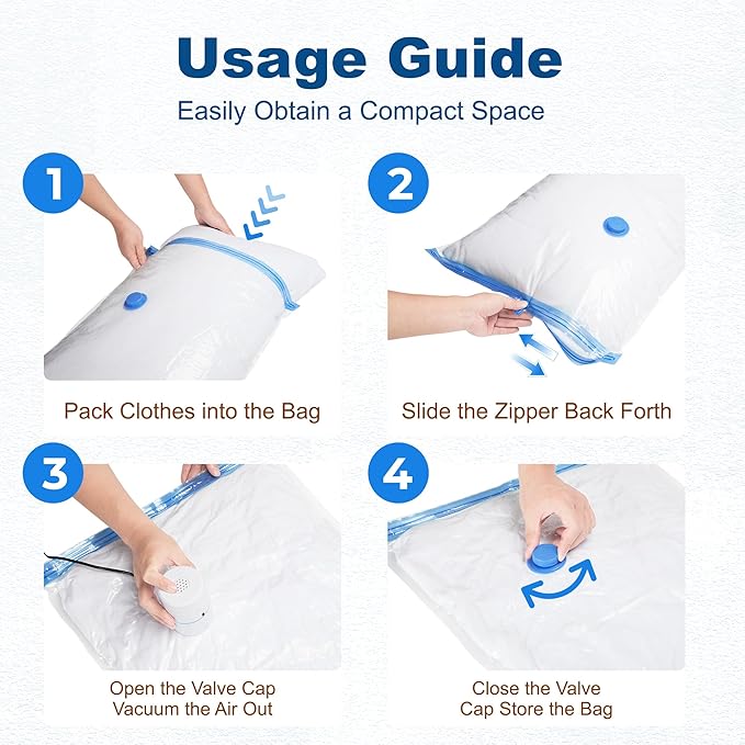 HOUSE DAY 10 Small Vacuum Seal Bags For Clothing Travel, 80% Space Saving Travel Vacuum Bags with Electric Pump, Vacuum Stora