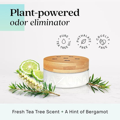 Azuna Air Freshener & Odor Eliminator for Strong Odor | 1 Room Kit Includes (1) Empty Luxe Glass Jar & 8oz Refill with Tea Tr