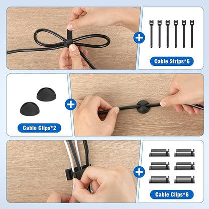 2 Pack No-Drill Under Desk Cable Management Tray 33.8 inch Large Wire Cord Organizers, Cable Management Under Desk for Home and Office No Damage Black