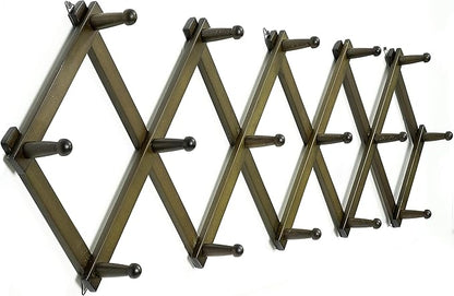 WEBI Accordion Wall Hanger,Accordion Hat Rack for Wall,Expandable Wooden Coat Rack Wall Mounted,Accordion Hook Rack for Hats,