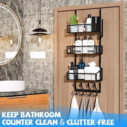 Kaiferty Over The Door Hooks Organizer, Coat Rack Over The Door Storage Hanger Towel Rack, Back of Door Storage Organizer for