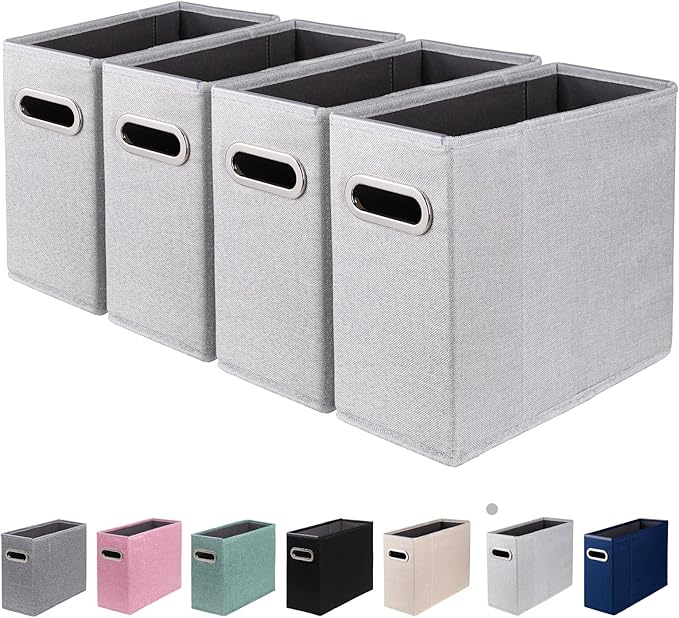 4 Packs Letter Size File Organizer, File Folders Organizer, Fabric Storage Box, Collapsible Paper Organizer with Metal Handle