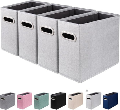 4 Packs Letter Size File Organizer, File Folders Organizer, Fabric Storage Box, Collapsible Paper Organizer with Metal Handle