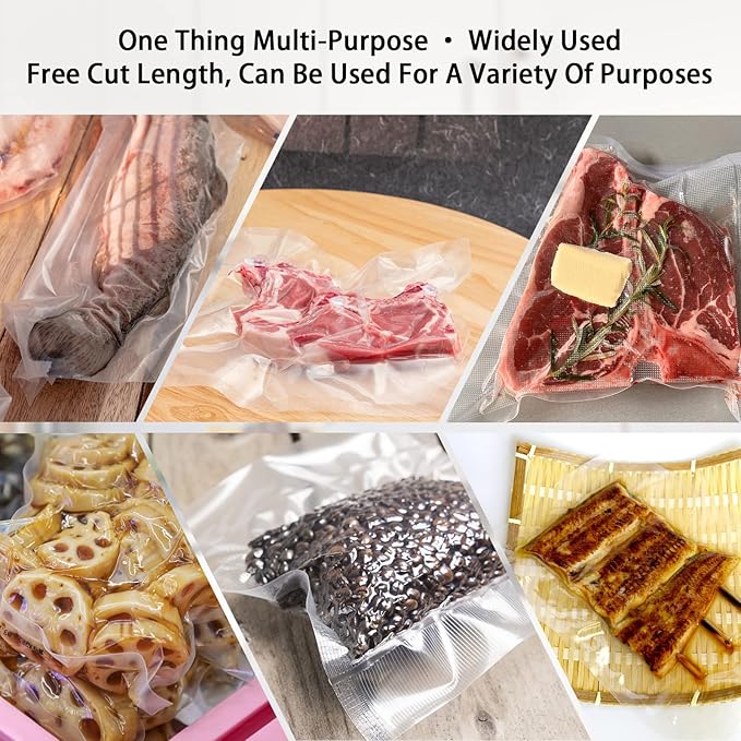 Vacuum Sealer Bags, 8" × 12" 100 PCS Heavy Duty Pre-Cut Design Commercial Grade Food Sealable Bag for Heat Seal Food Storage,