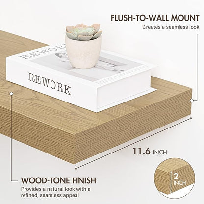 30 Inch Floating Shelves, 12" Deep Floating Shelf Wall Mounted, 30" Wall Shelves, Rustic Deep Bookshelf, Extra Deeper & Thick