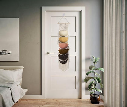 Boho Baseball Cap Hanger-1 Pack-Macrame Hat Organizer for Ball Caps Holder Over Door, Hat Rack for Wall, Cap Rack for Decorat