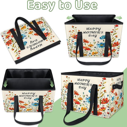 Reusable Grocery Bags Heavy Duty Shopping Bags Foldable Large Tote Bags with Long Handles & Hard Bottom
