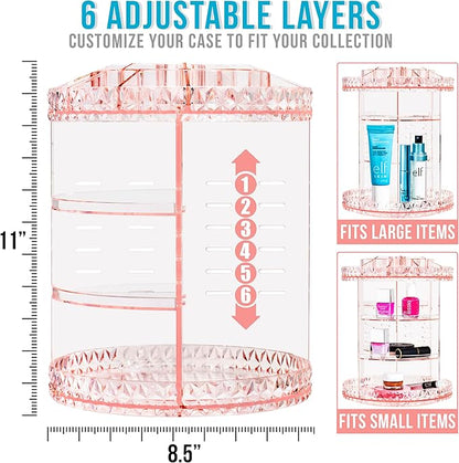 Sorbus 360 Rotating Makeup Organizer - Spinning Acrylic cosmetics organizer, Adjustable Shelves for Make Up, Perfume & Toilet
