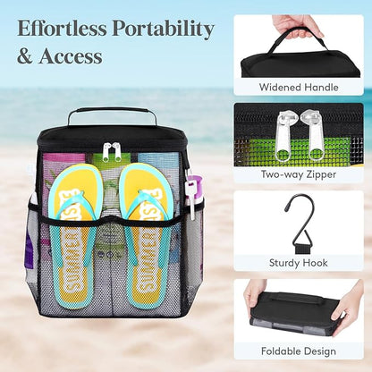 Lifewit Shower Caddy Portable, Toiletry Bag with Handle and 3 Mesh Pockets, Quick Dry Hanging Organizer for Bathroom, Gym, Tr