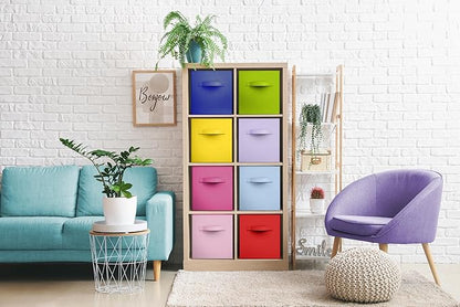 Sorbus Fabric Storage Cubes - 8 Foldable Storage Bins for Organizing Pantry, Cubbies, Toy Box - Clothes Storage & Closet Orga