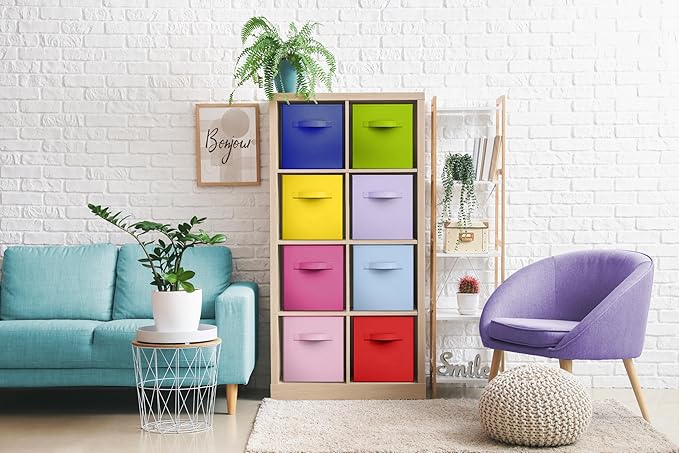 Sorbus Fabric Storage Cubes - 8 Foldable Storage Bins for Organizing Pantry, Cubbies, Toy Box - Clothes Storage & Closet Orga