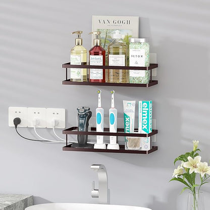 PUSDON 2-Pack Minimalist Shower Caddy Wall Mount, Open Frame Bathroom Shelf Organizer with Mesh Base, Rustproof Floating Spic