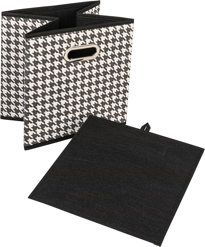 Household Essentials Foldable Fabric Storage Cubes 6-Pack – 11x11x11 Stackable Non-Woven Bins with Chipboard Sides & Grommet 