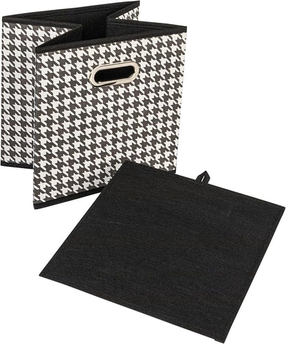 Household Essentials Foldable Fabric Storage Cubes 6-Pack – 11x11x11 Stackable Non-Woven Bins with Chipboard Sides & Grommet 