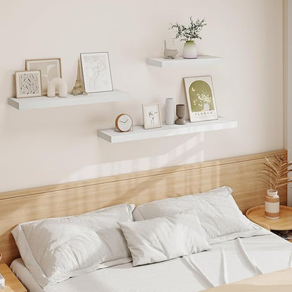 Vivelove White Floating Shelves 40 Inches Long, Wall Display Shelves with Invisible Brackets, for Bathroom Living Room Kitche