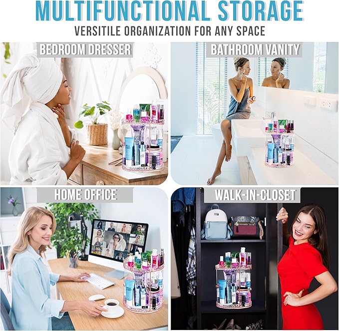 Sorbus 360 Rotating Makeup Organizer - Spinning Acrylic cosmetics organizer, Adjustable Shelves for Make Up, Perfume & Toilet