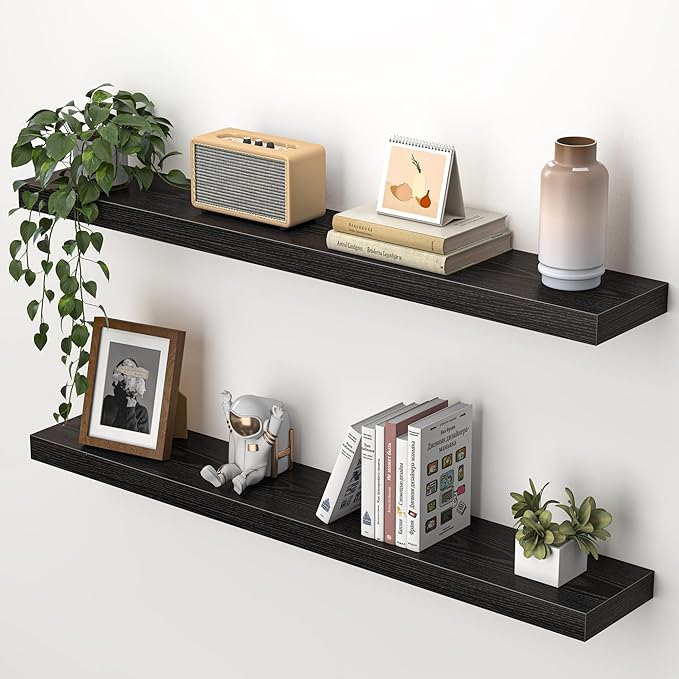 Heimlove 36 Inch Floating Shelves for Wall,Mounted Storage & Display Wood Shelves with Invisible Brackets,Hanging Shelf for B