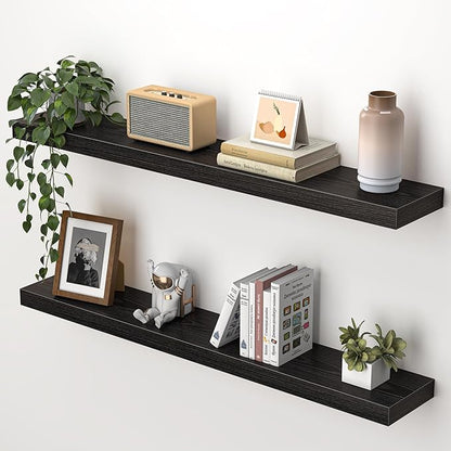 Heimlove 36 Inch Floating Shelves for Wall,Mounted Storage & Display Wood Shelves with Invisible Brackets,Hanging Shelf for B