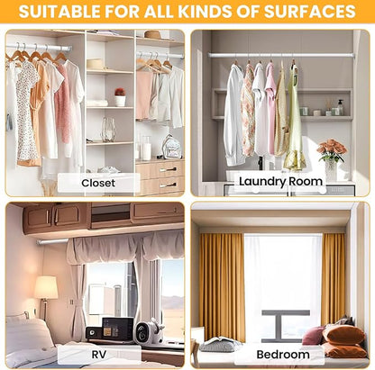 Closet Rods for Hanging Clothes, 17-39 Inch No-Cut Stepless Adjustable Closet Rod, 1.3 Inch Heavy Duty Metal Closet Hanging R