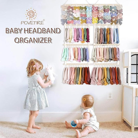 POVETIRE Headband Holder Hair Bows Organizer for Girls,Baby Headbands Hair Accessories Organizer Storage Wall Hanging Decor f