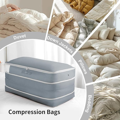 Comforter Storage Bag - Large Capacity Bedding Storage Bags Ultra Space Saving Self Compression Organizer, Washable Compressi