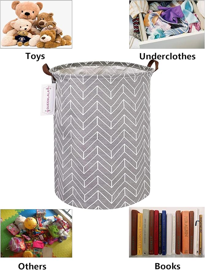 QUEENLALA Large Storage Basket,Laundry Hamper/Bathroom/Home Decor/Collapsible Round Storage Bin,Boys and Girls Hamper/Boxes/C
