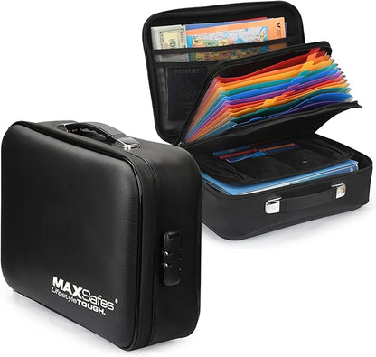 MAXSafes Fireproof Document Box, Hard-Shell Design Waterproof Fireproof Document Box with Lock File Boxes for Documents Impor