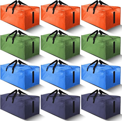 HOMESURE 12 Pack Large Strong Moving Bags with Zippers & Carrying Handles - Water-Resistant - Heavy Duty Storage Tote for Spa