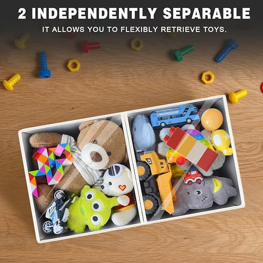 1 Pack Large Toy Storage Box with Clear Lids Collapsible Toy Organizer Chest with Adjustable Dividers Kids Storage Bin Basket