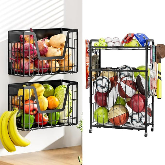 Garage Ball Storage Rack And Magnetic Shelf for Fridge