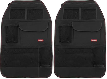 Diono Stow 'n Go Car Back Seat Organizer for Kids, Kick Mat Back Seat Protector, With 7 Storage Pockets, 2 Drinks Holders, Wa
