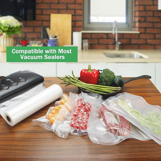 Vacuum Sealer Bags Rolls Compatible with FoodSaver, 2 Pack 11" x 25' and 2 Pack 8" x 25' Fit Inside Machine Commercial Grade 