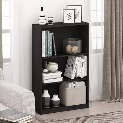 Furinno Jaya Book Shelf, 3-Tier Bookshelf, Standing Bookcase with Adjustable Shelves, 9.5 x 24.5 x 40.3, for Living Room, Bed