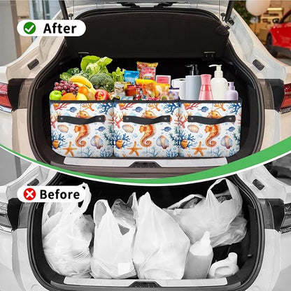 Reusable Grocery Bag, Foldable Large Shopping Tote Bag for Groceries Kitchen Picnic Car Trunk