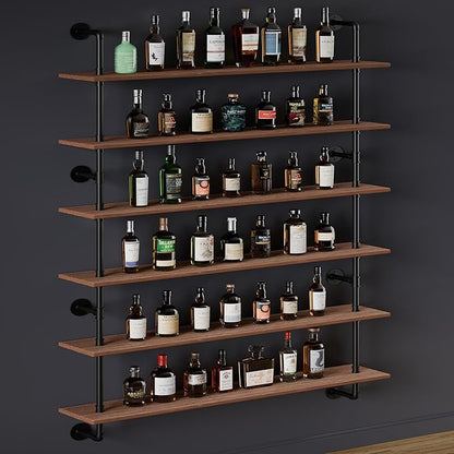 48 InchPipe Bookshelf Floating Shelves for Wall Shelves Bookshelf Industrial Pipe Shelving Shelves Real Wood Planks Rustic Ha