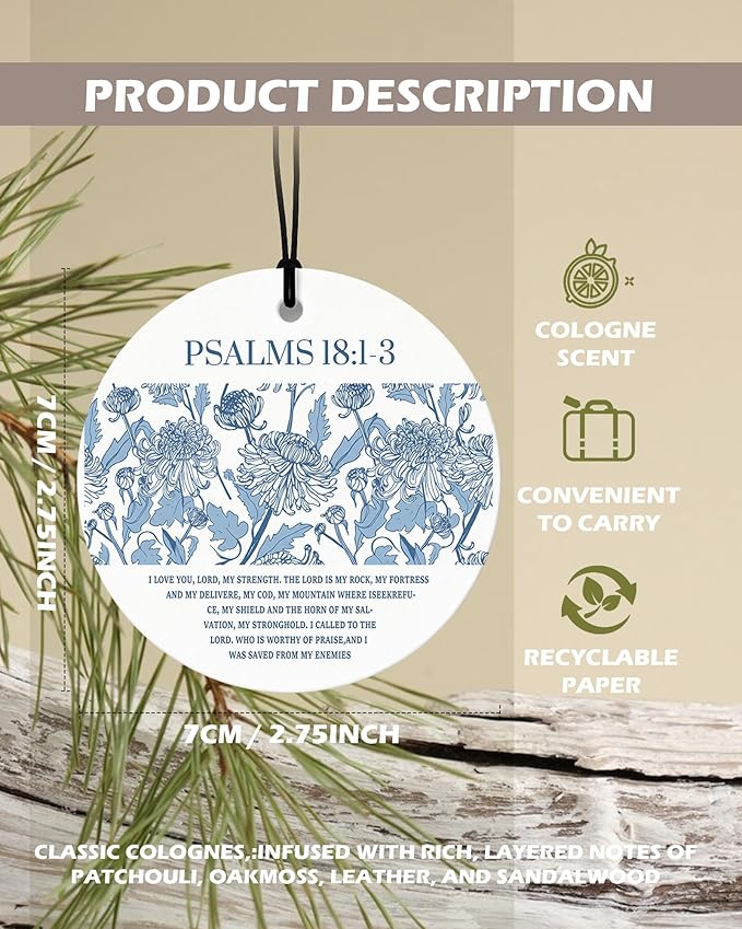 Blue Christian Round Citrus Car Air Freshener 4 Pcs, Blue Coquette Bow Tulip Floral Hanging Air Freshener for Cars Bathroom D