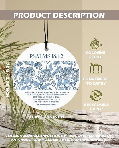 Blue Christian Round Citrus Car Air Freshener 4 Pcs, Blue Coquette Bow Tulip Floral Hanging Air Freshener for Cars Bathroom D