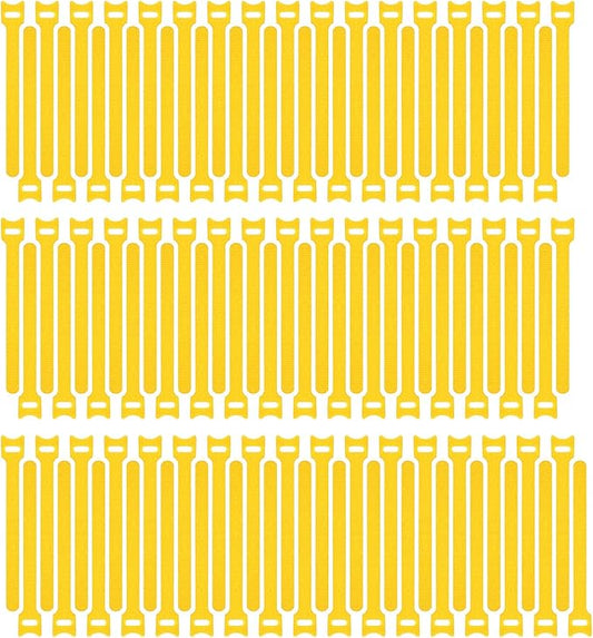 Pasow 100pcs Reusable Fastening Cable Ties Adjustable Wire Management 8 Inch (Yellow)