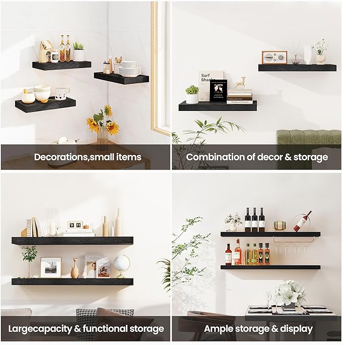 Vivelove Floating Shelves 16 Inch, Wall Shelves Over Toilet with Invisible Brackets for Bathroom Living Room Kitchen Bedroom 