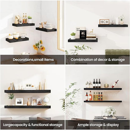 Vivelove Floating Shelves 16 Inch, Wall Shelves Over Toilet with Invisible Brackets for Bathroom Living Room Kitchen Bedroom 