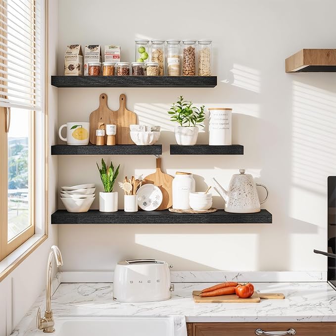 Vivelove Floating Shelves 16 Inch, Wall Shelves Over Toilet with Invisible Brackets for Bathroom Living Room Kitchen Bedroom 