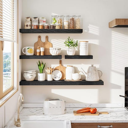 Vivelove Floating Shelves 16 Inch, Wall Shelves Over Toilet with Invisible Brackets for Bathroom Living Room Kitchen Bedroom 