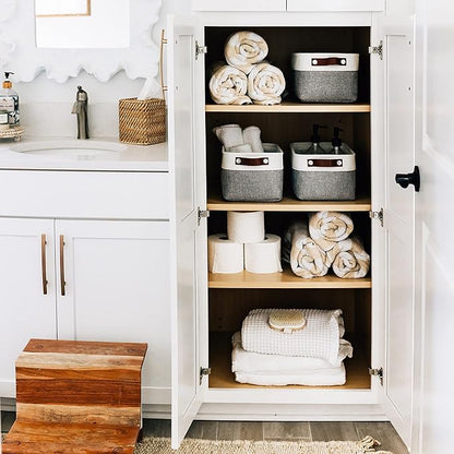 OrganiHaus Small Fabric Storage Baskets 6 Pack, 12x8in Cloth Storage Bins for Shelves, Small Baskets for Organizing Bathroom 