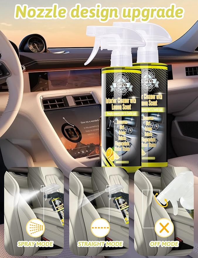 Kingvo Car Interior Cleaner, Interior Cleaner Carpet Dashboard Vinyl Sofa Leather Shiny Car Stuff Detailing Kit Cleaning Supp