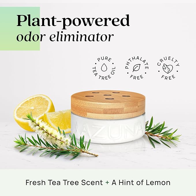 Azuna Air Freshener & Odor Eliminator for Strong Odor | 1 Room Kit Includes (1) Empty Luxe Glass Jar & 8oz Refill with Tea Tr